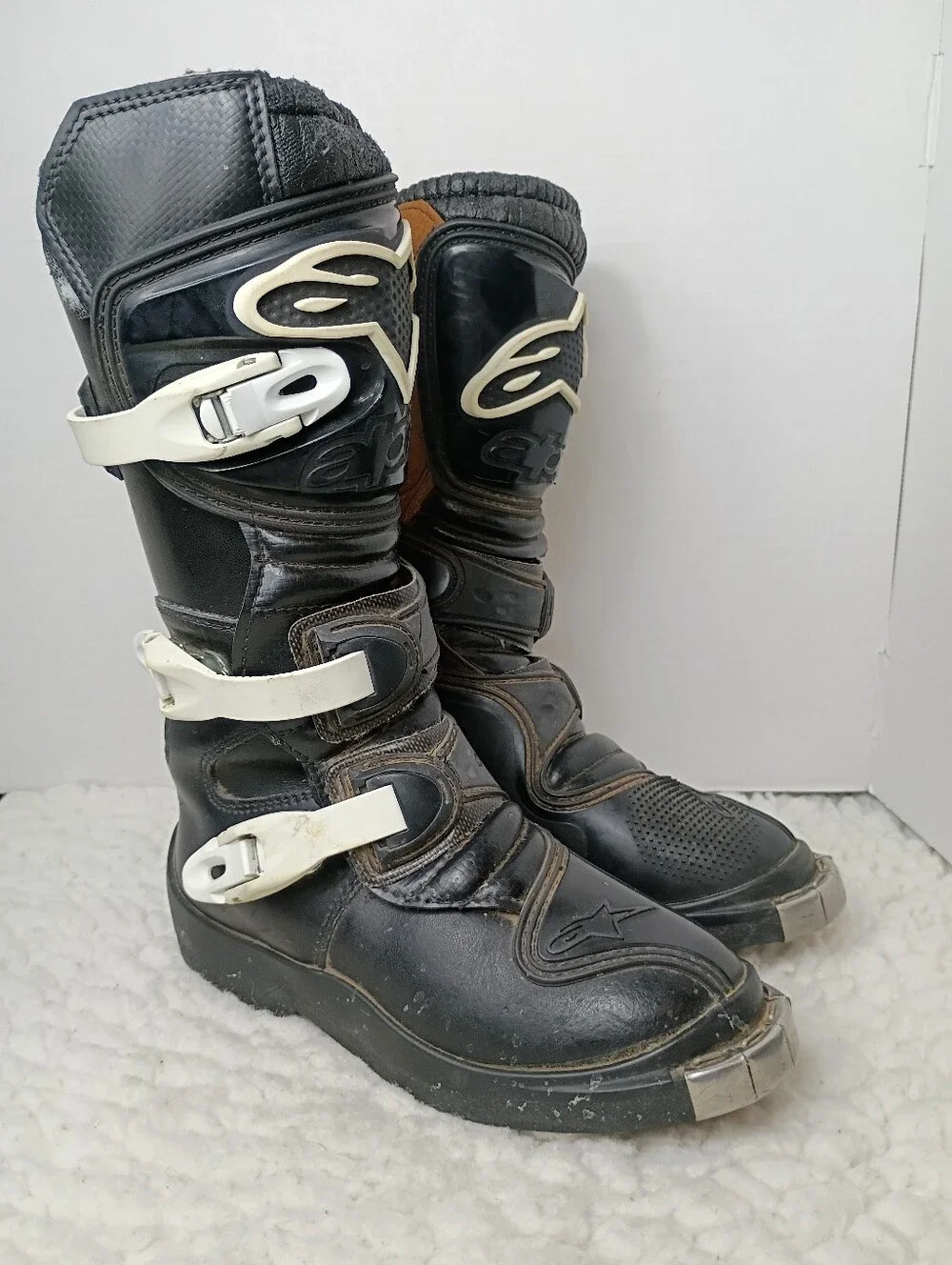 Alpinestars Tech 6S Youth MX Motocross Boots Black White US 2 Metal Toe.